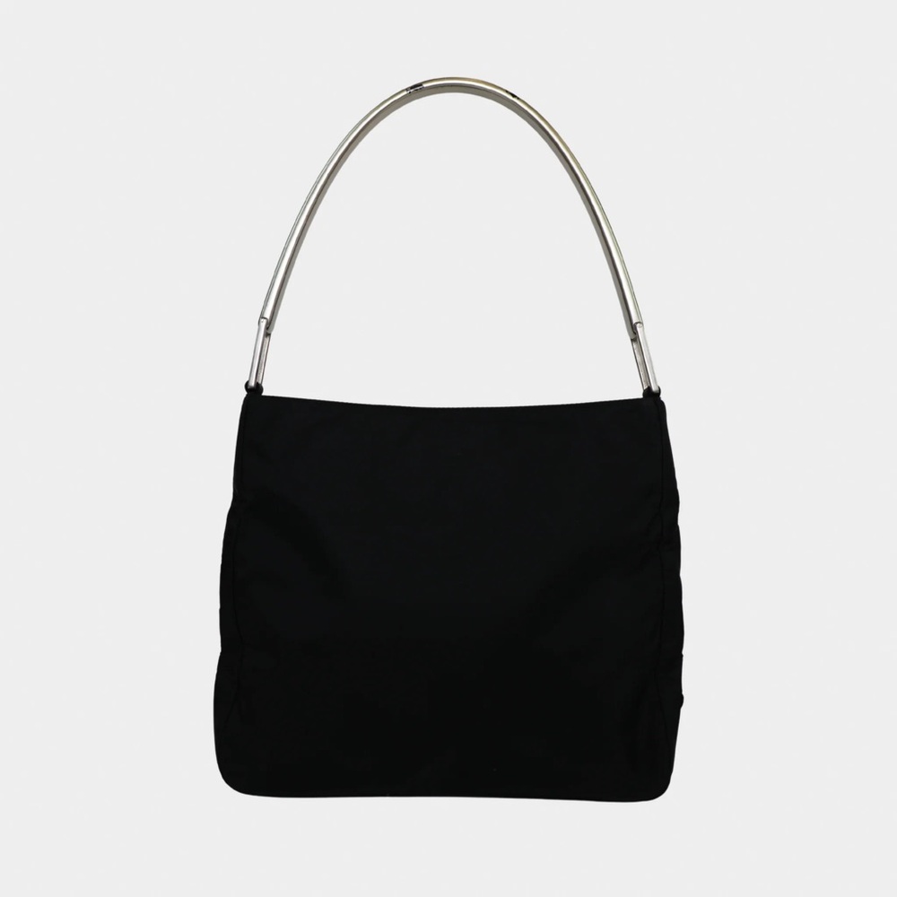 Prada Nylon Silver Acrylic Strap Shoulder Bag